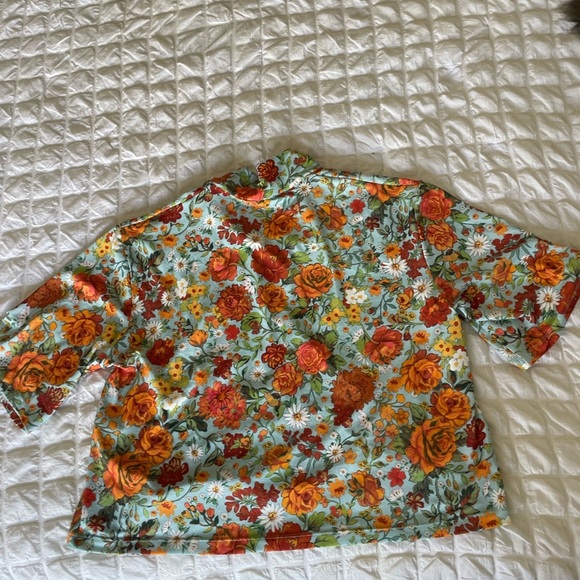 Zara Floral Boxy Button Down Shirt - Picture 9 of 9